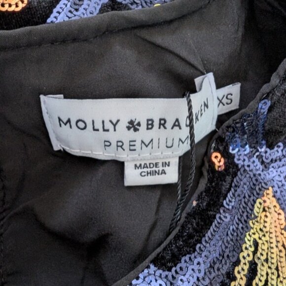 Modcloth Molly Bracken Sequin Dress XS NEW Black Iridescent Holiday Art Deco 20s - Picture 6 of 6